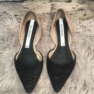 Matt Bernson Black & Rose Gold Leather Flats 8.5